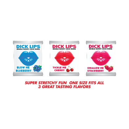 HOTT PRODUCTS - DICKLIPS GUMMY COCK RINGS (SINGLES) 3 ASSORTED FLAVORS 21PCS/DISPLAY