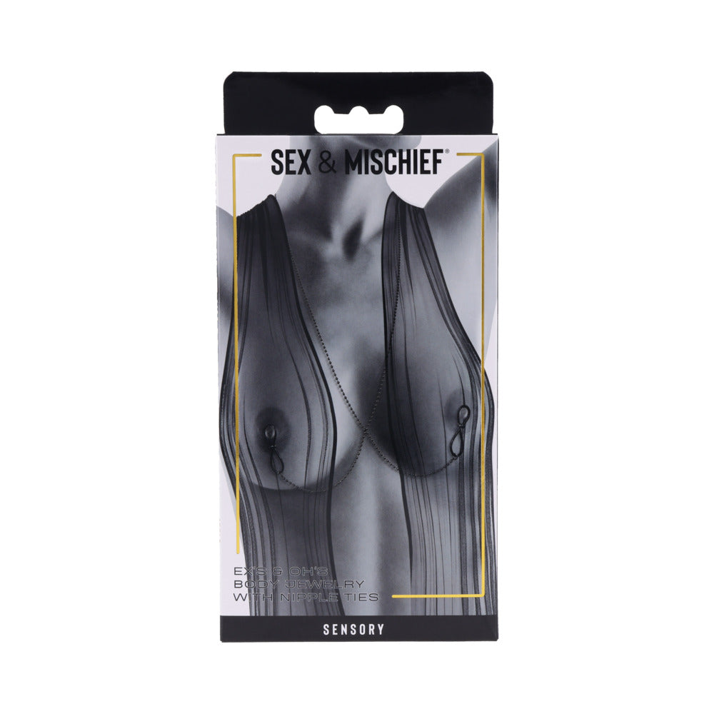 SPORTSHEETS - SEX & MISCHIEF EX''S & OH''S BODY JEWELRY WITH NIPPLE TIES