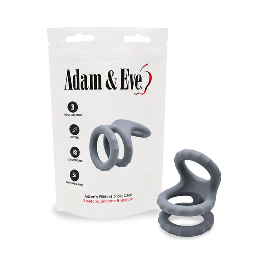 ADAM & EVE - ADAM''S RIDGED TRIPLE CAGE (BAG PACKAGING)