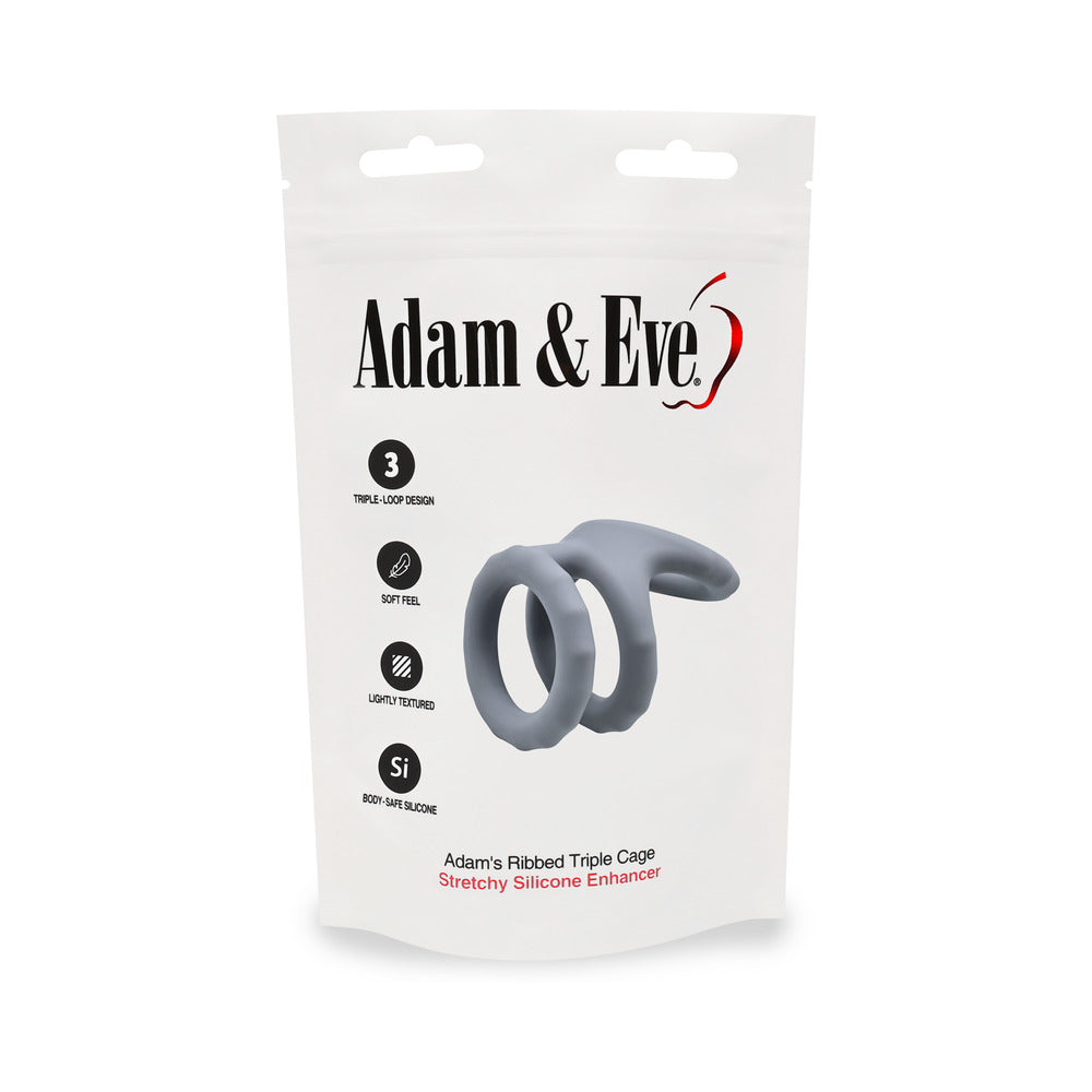ADAM & EVE - ADAM''S RIDGED TRIPLE CAGE (BAG PACKAGING)