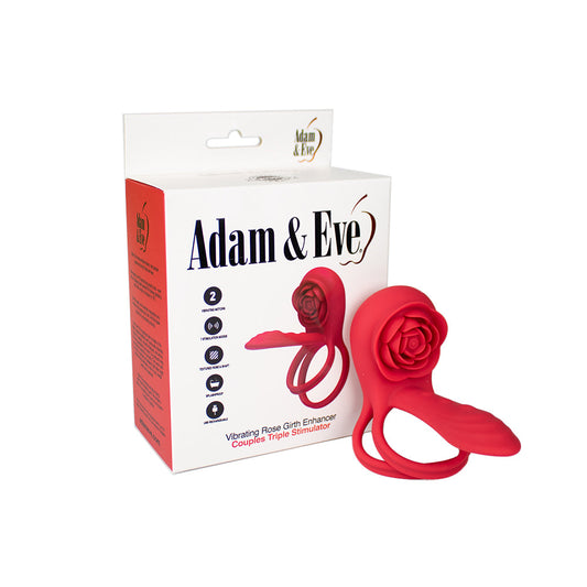 ADAM & EVE VIBRATING ROSE GIRTH ENHANCER COUPLES TRIPLE STIMULATOR