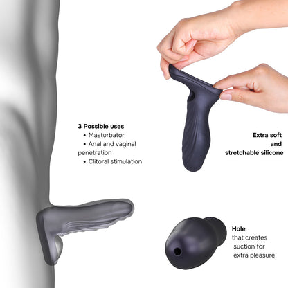MAN WAN RYZER PENIS EXTENDER AND SOFT MASTURBATING SLEEVE BLACK PLUM