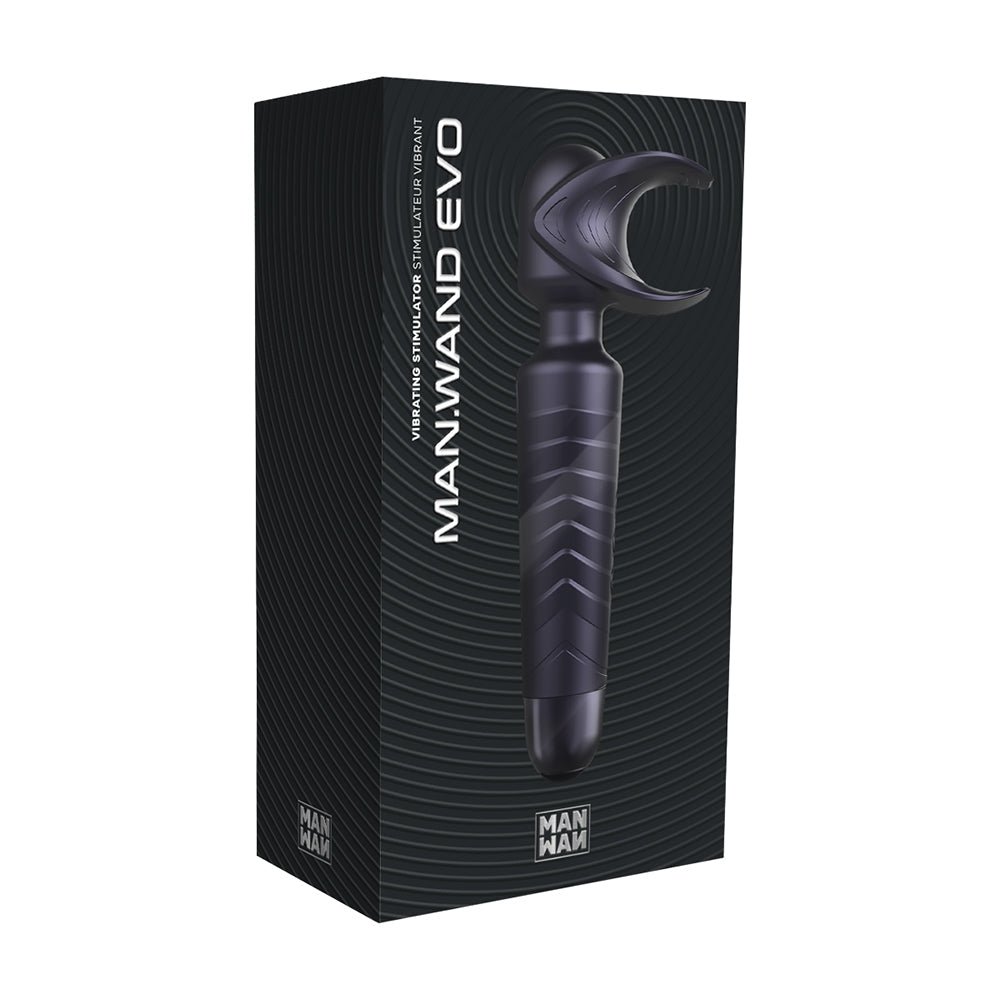 MAN WAN MAN.WAND EVO 2-IN-1 FRENULUM STIMULATOR & WAND WITH CRESCENDO BLACK PLUM