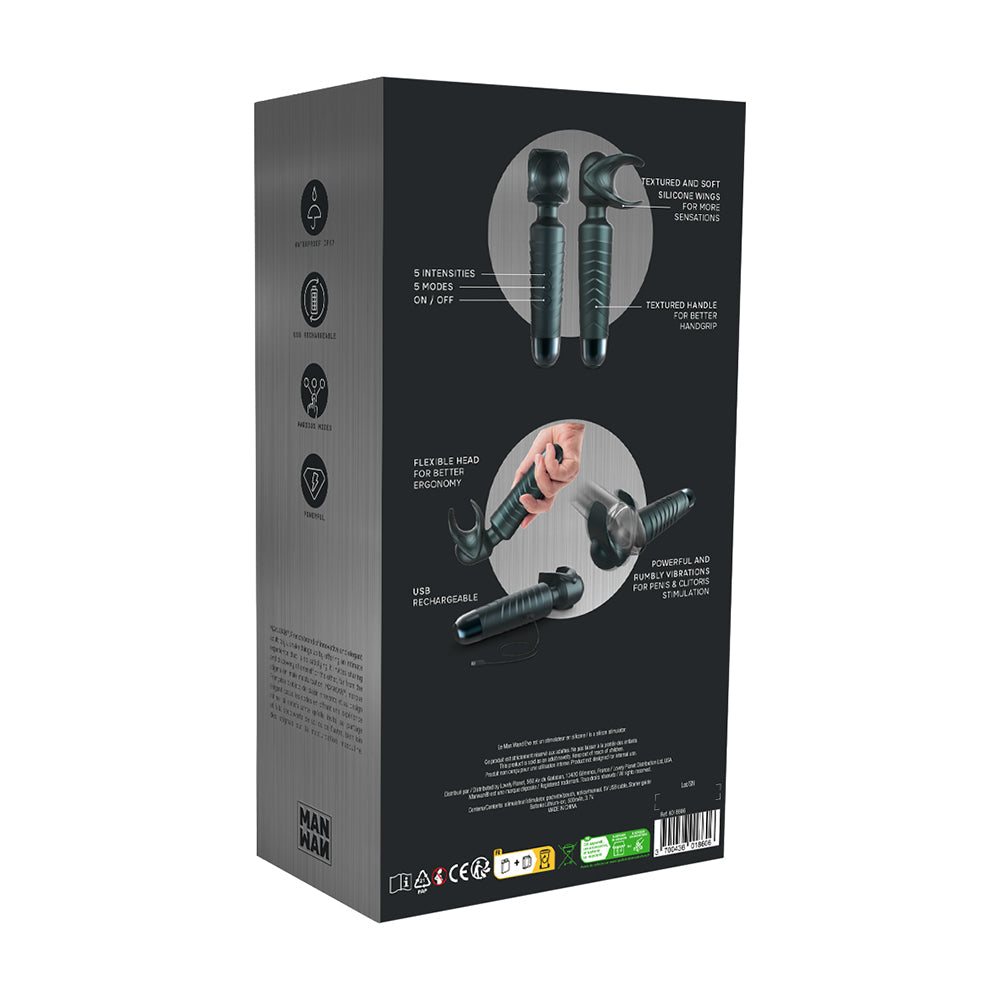 LOVELY PLANET - MAN WAN MAN.WAND EVO 2-IN-1 FRENULUM STIMULATOR & WAND WITH CRESCENDO PINE GREY