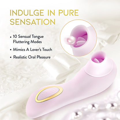DELICE FLEUR CLITORAL FLUTTERING & SUCTION PERSONAL MASSAGER BARELY PURPLE