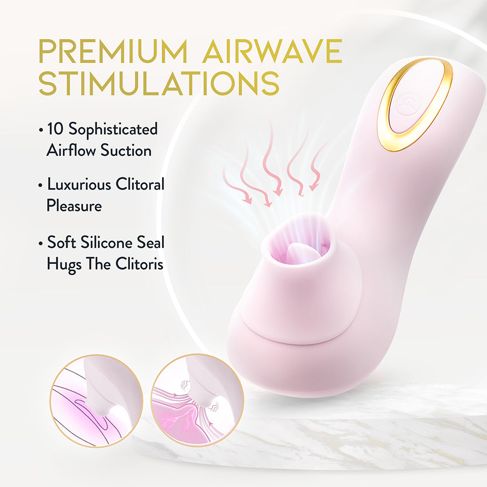DELICE FLEUR CLITORAL FLUTTERING & SUCTION PERSONAL MASSAGER BARELY PURPLE