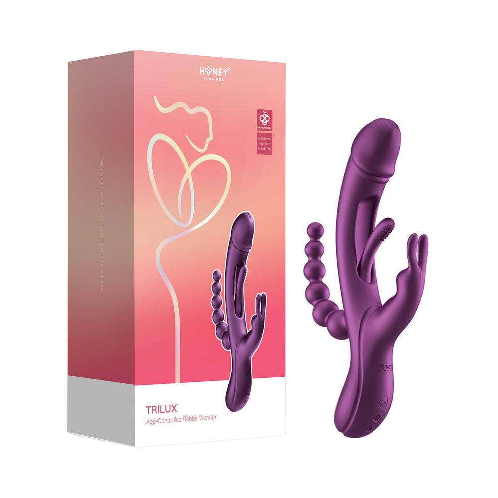 HONEY PLAY BOX TRILUX KINKY FINGER RABBIT VIBRATOR WITH ANAL BEADS PURPLE