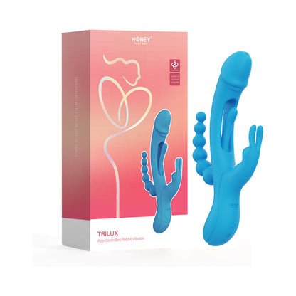 HONEY PLAY BOX - TRILUX KINKY FINGER RABBIT VIBRATOR WITH ANAL BEADS BLUE