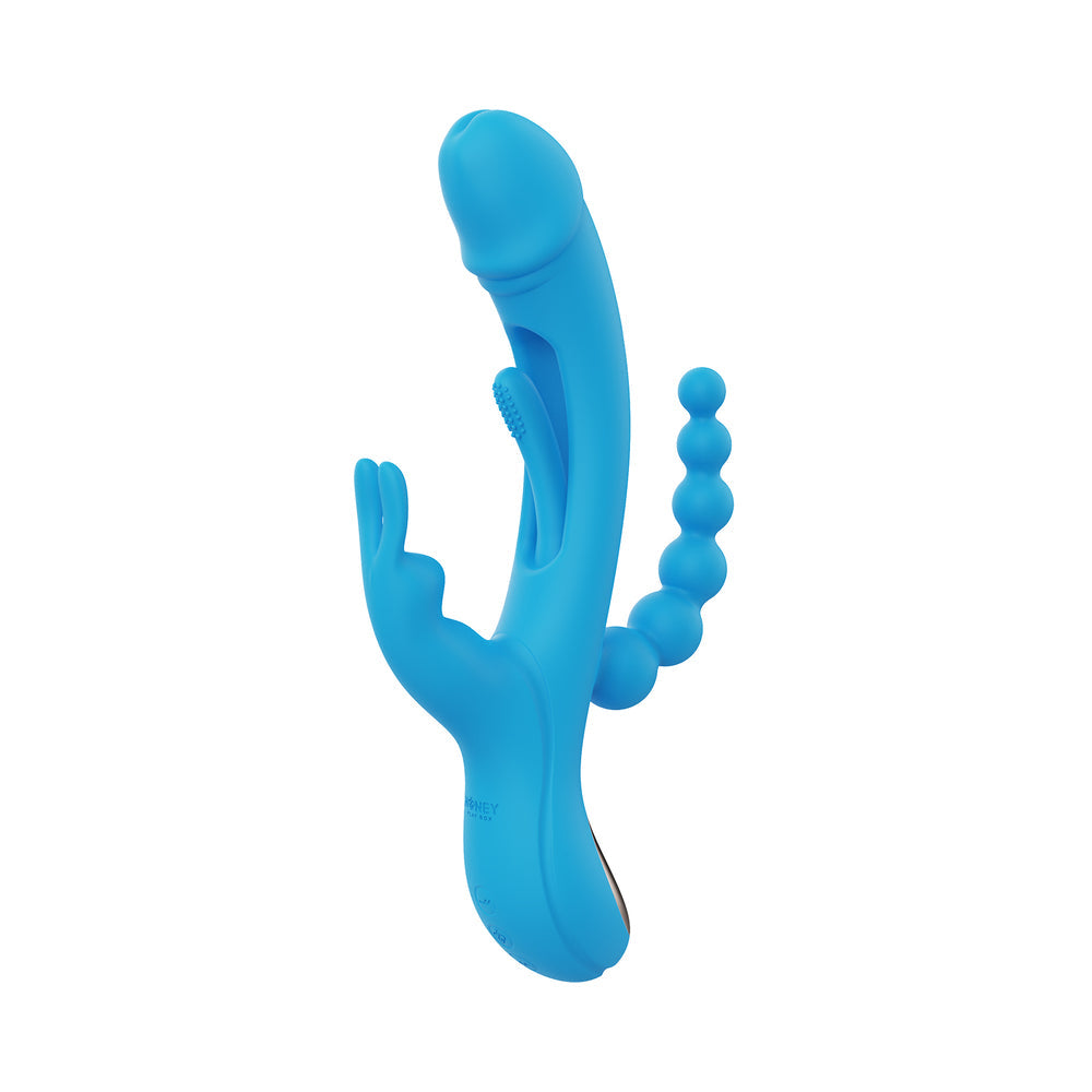 HONEY PLAY BOX TRILUX KINKY FINGER RABBIT VIBRATOR WITH ANAL BEADS BLUE