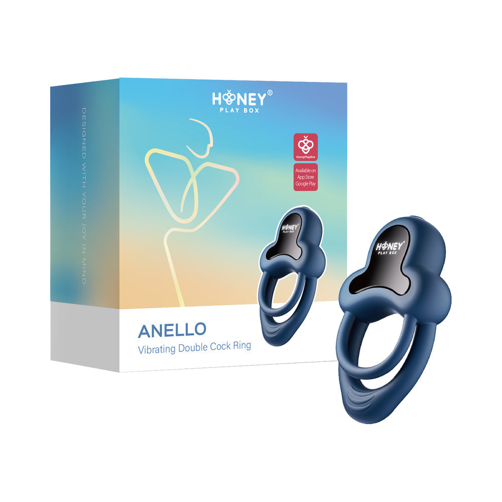 HONEY PLAY BOX ANELLO APP-CONTROLLED VIBRATING DOUBLE COCK RING WITH CLITORAL STIMULATOR BLACK