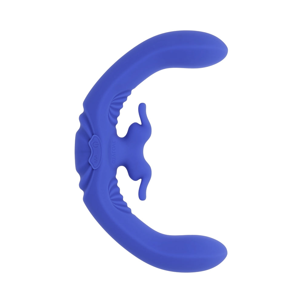 EVOLVED LOVEBIRDS RECHARGEABLE SILICONE REMOTE-CONTROLLED DUAL-ENDED VIBRATOR BLUE