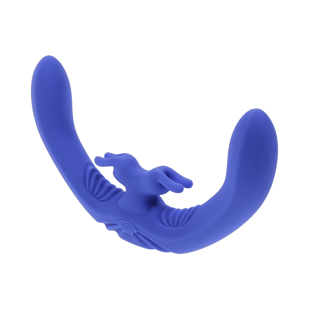 EVOLVED LOVEBIRDS RECHARGEABLE SILICONE REMOTE-CONTROLLED DUAL-ENDED VIBRATOR BLUE