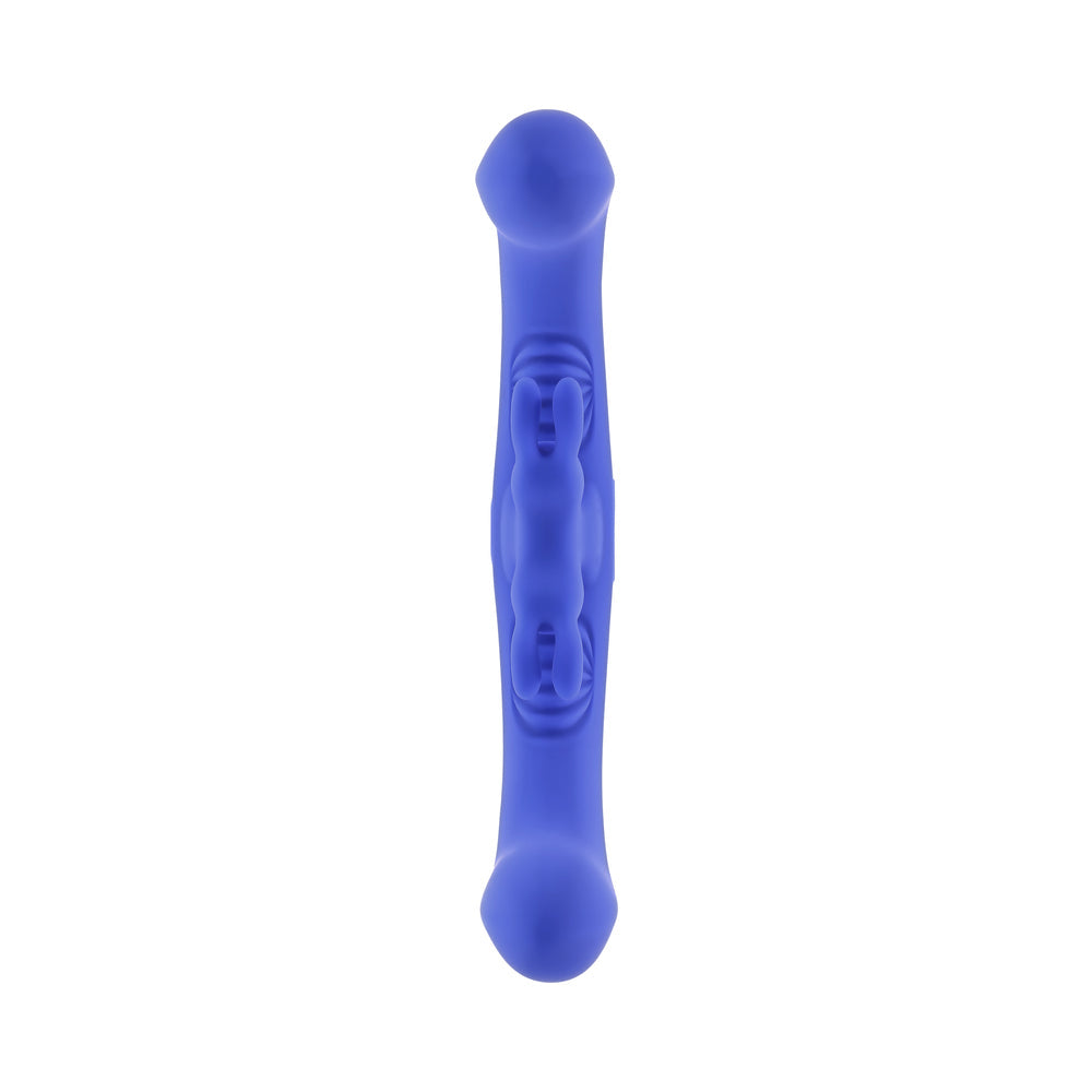EVOLVED - VIBRADOR DOBLE RECARGABLE DE SILICONA CON CONTROL REMOTO LOVEBIRDS AZUL