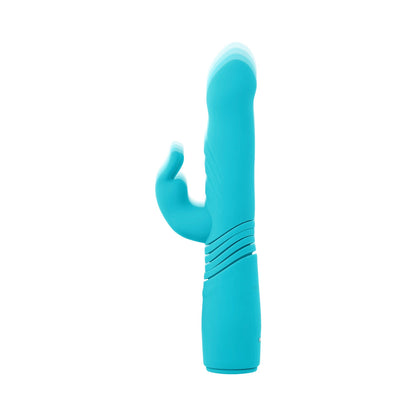 EVOLVED - BUNNY HOP RECHARGEABLE SILICONE THRUSTING RABBIT VIBRATOR TEAL
