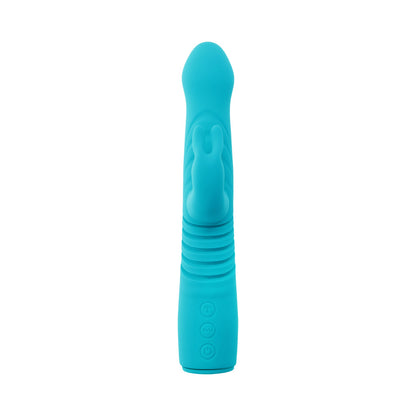 EVOLVED - BUNNY HOP RECHARGEABLE SILICONE THRUSTING RABBIT VIBRATOR TEAL