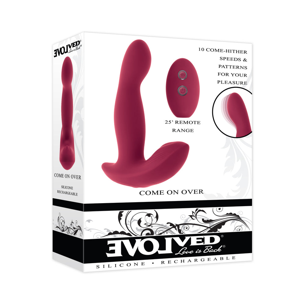 EVOLVED COME ON OVER RECHARGEABLE SILICONE REMOTE-CONTROLLED COME-HITHER VIBRATOR BURGUNDY