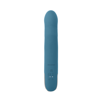EVOLVED QUEEN OF ALL TRADES RECHARGEABLE SILICONE THRUSTING AND ROTATING VIBRATOR TEAL