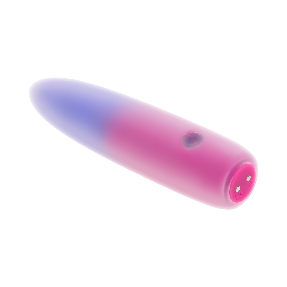 EVOLVED - BALA VIBRADORA RECARGABLE DE SILICONA DE DOBLE CAPA PARADISE BULLET ROSA/PÚRPURA