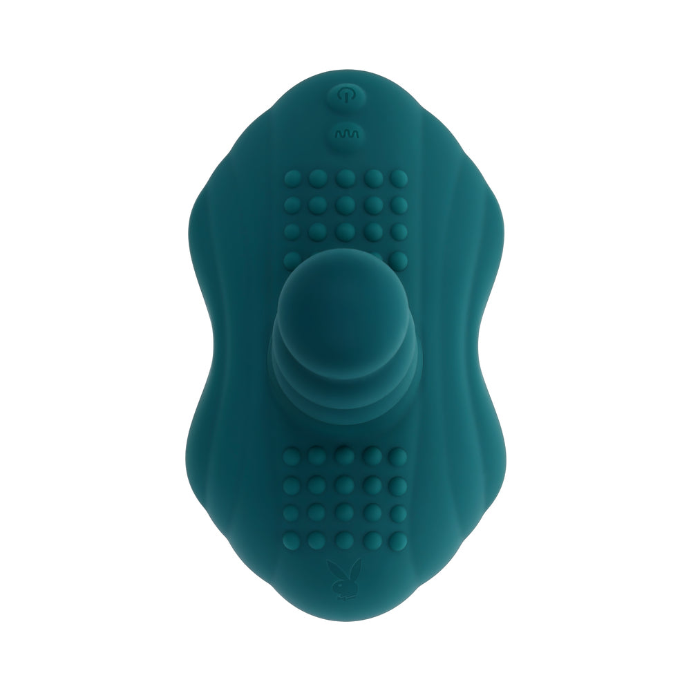 PLAYBOY HAVE A SEAT RECHARGEABLE SILICONE REMOTE-CONTROLLED VIBRATING GRIND PAD DEEP TEAL