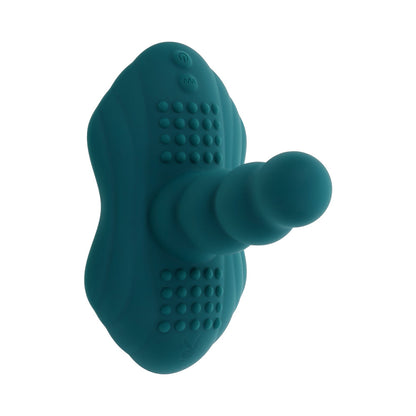 PLAYBOY HAVE A SEAT RECHARGEABLE SILICONE REMOTE-CONTROLLED VIBRATING GRIND PAD DEEP TEAL
