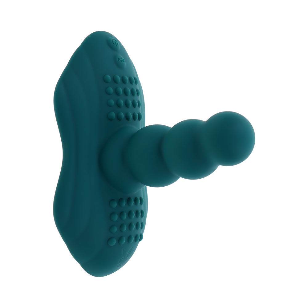 PLAYBOY HAVE A SEAT RECHARGEABLE SILICONE REMOTE-CONTROLLED VIBRATING GRIND PAD DEEP TEAL