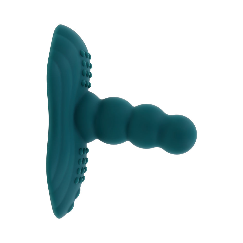 PLAYBOY HAVE A SEAT RECHARGEABLE SILICONE REMOTE-CONTROLLED VIBRATING GRIND PAD DEEP TEAL