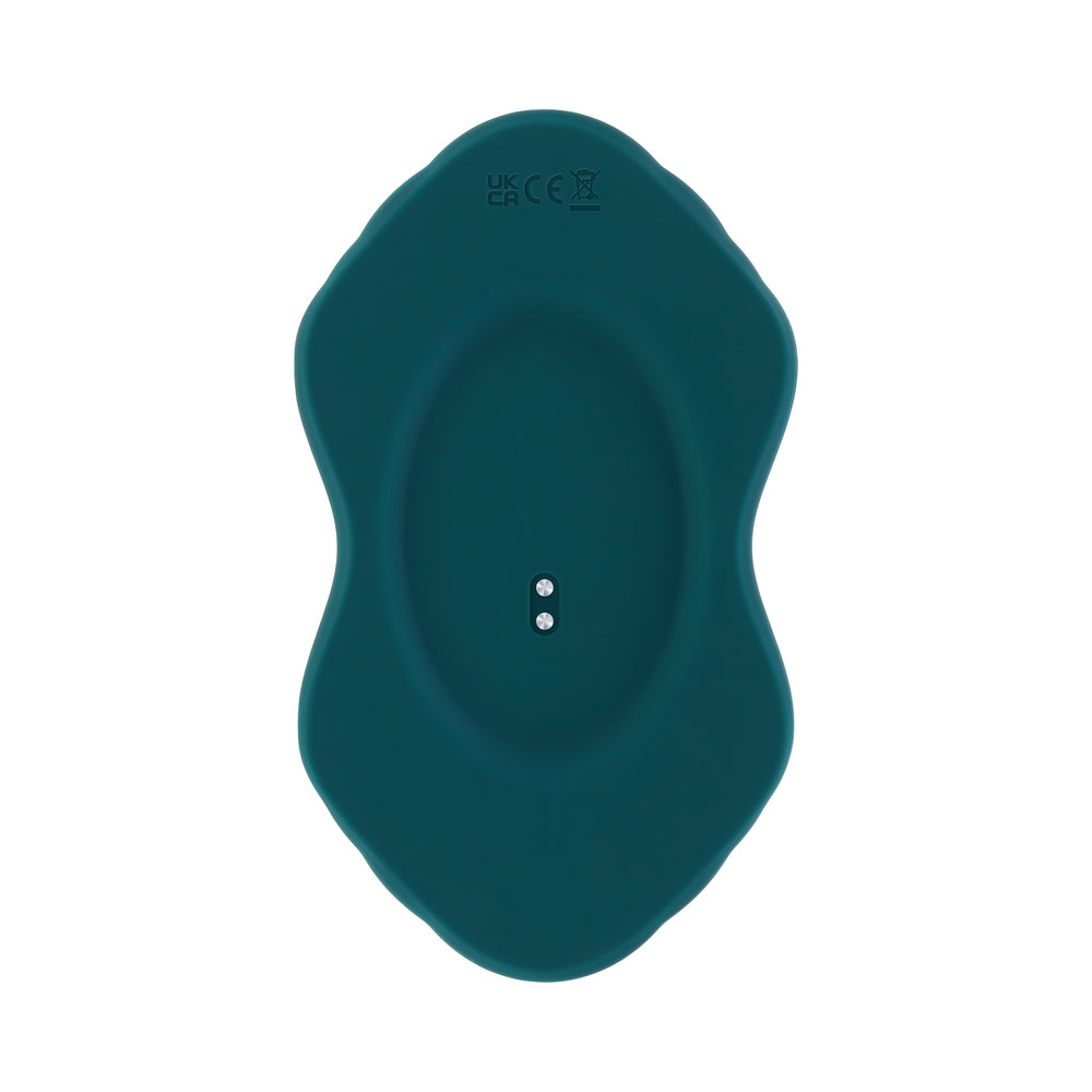 PLAYBOY HAVE A SEAT RECHARGEABLE SILICONE REMOTE-CONTROLLED VIBRATING GRIND PAD DEEP TEAL