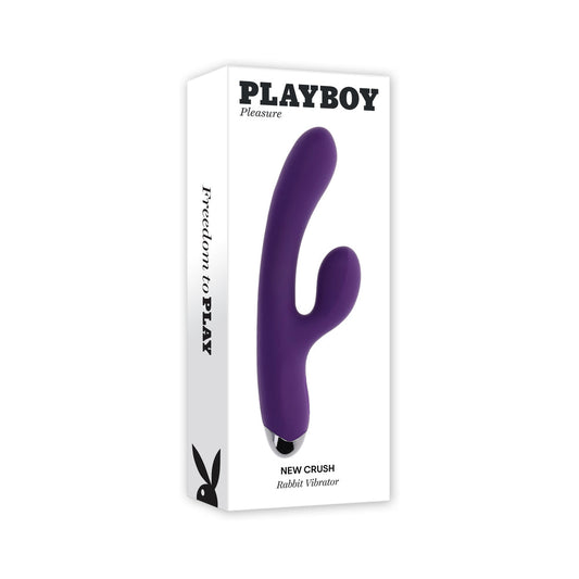 PLAYBOY NEW CRUSH RECHARGEABLE SILICONE RABBIT VIBRATOR ACAI