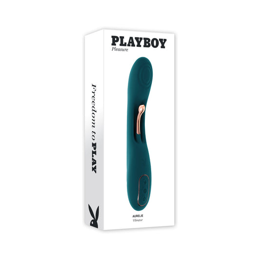 PLAYBOY - VIBRADOR RECARGABLE DE SILICONA PARA EL PUNTO G AURELIE, VERDE AZULADO INTENSO