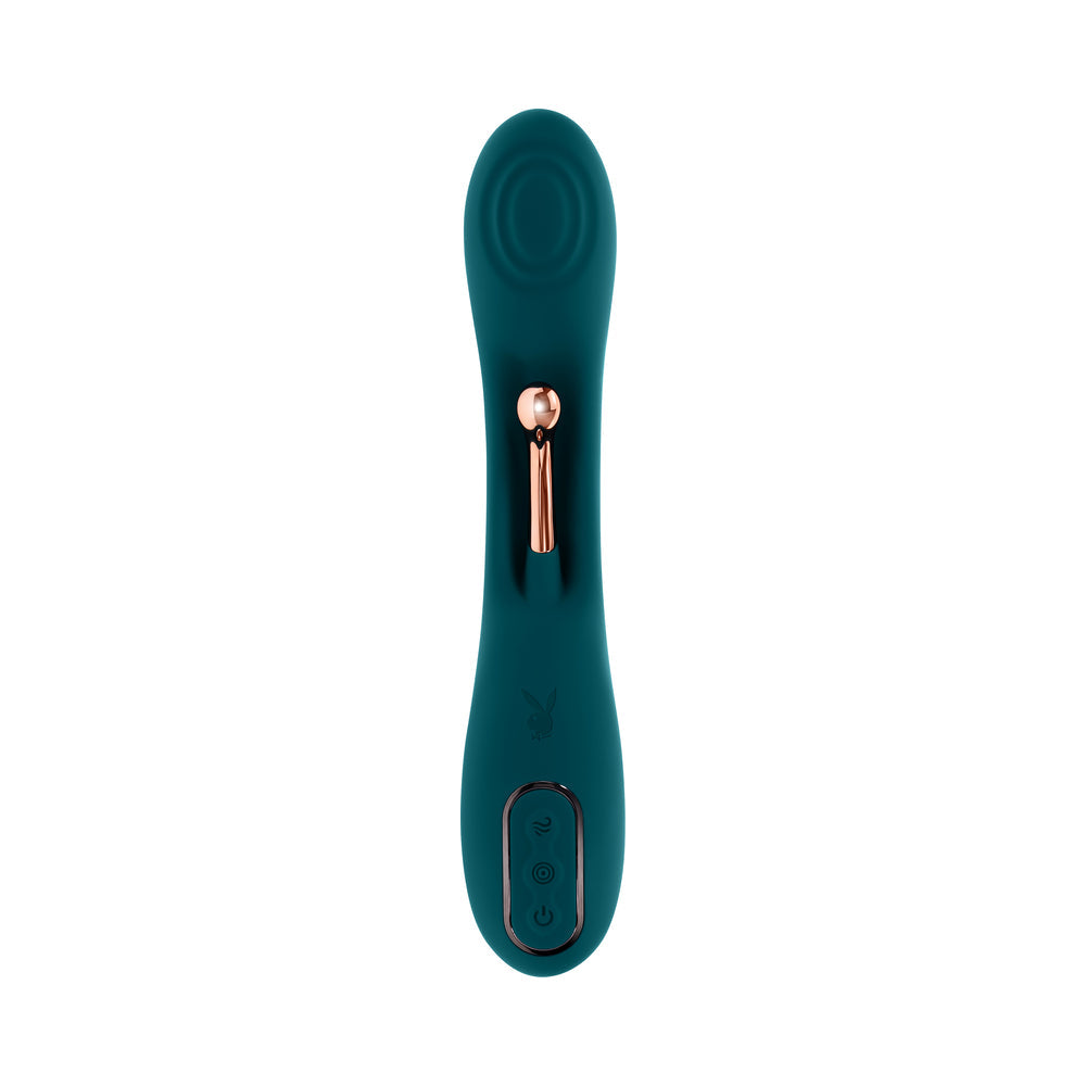 PLAYBOY AURELIE RECHARGEABLE SILICONE G-SPOT TICKLING VIBRATOR DEEP TEAL