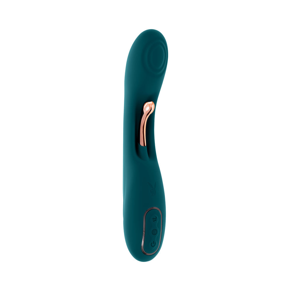 PLAYBOY AURELIE RECHARGEABLE SILICONE G-SPOT TICKLING VIBRATOR DEEP TEAL