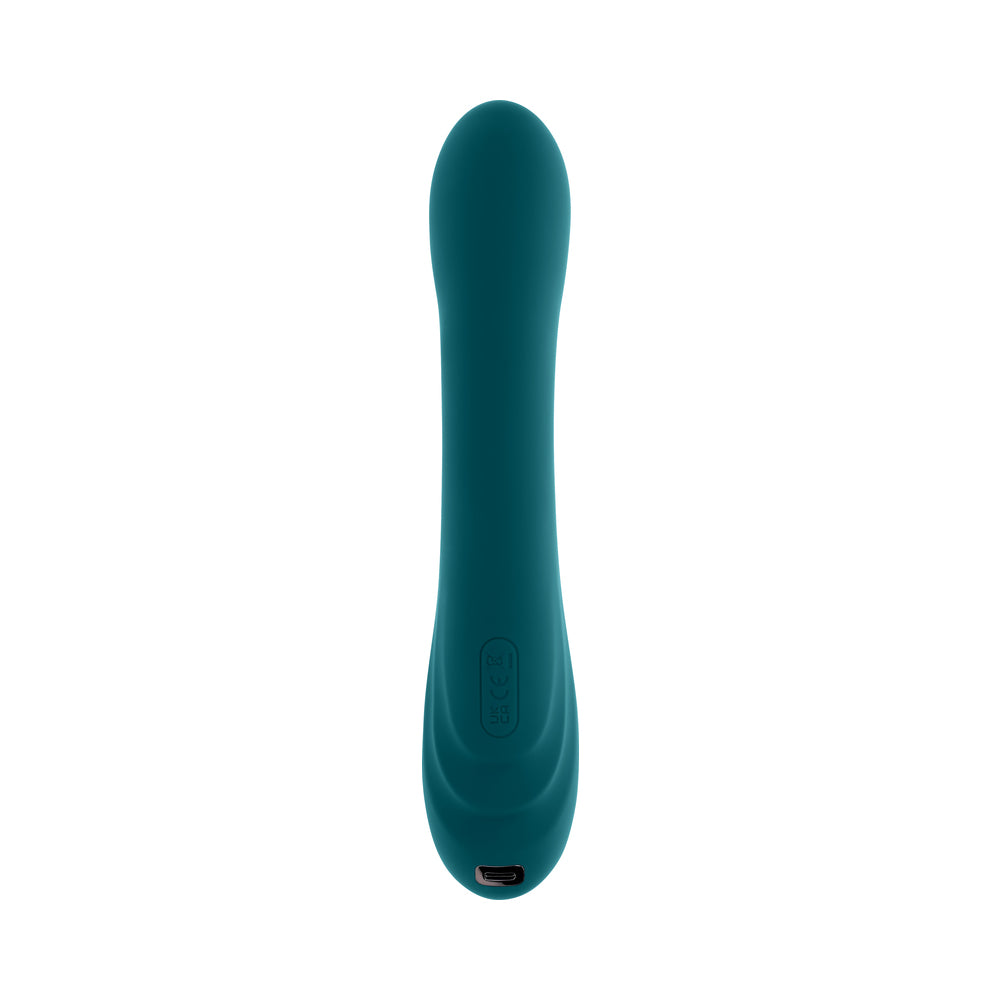 PLAYBOY - VIBRADOR RECARGABLE DE SILICONA PARA EL PUNTO G AURELIE, VERDE AZULADO INTENSO