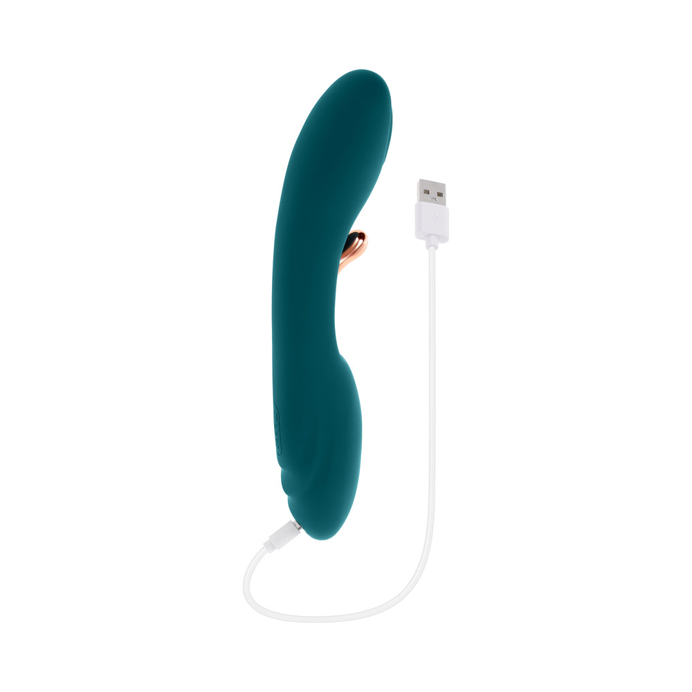 PLAYBOY - VIBRADOR RECARGABLE DE SILICONA PARA EL PUNTO G AURELIE, VERDE AZULADO INTENSO