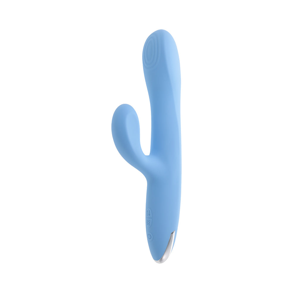 PLAYBOY - UP & AWAY RECHARGEABLE SILICONE RABBIT VIBRATOR BLUE