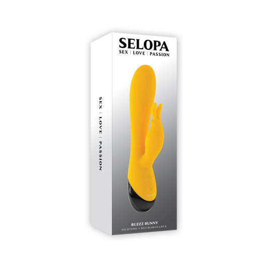 SELOPA BUZZZ BUNNY RECHARGEABLE SILICONE FLEXIBLE RABBIT VIBRATOR YELLOW
