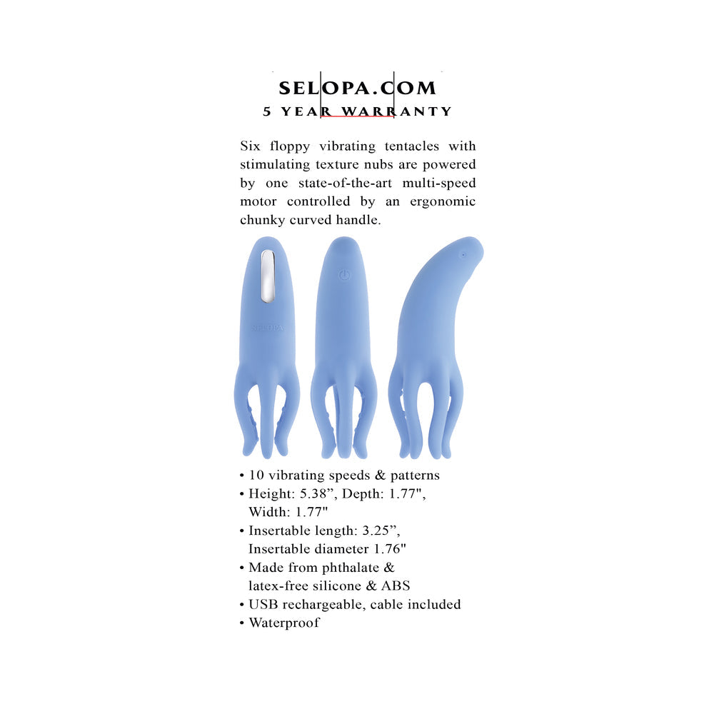 SELOPA - TENTACLE TICKLER RECHARGEABLE SILICONE FLEXIBLE BEAD VIBRATOR BLUE