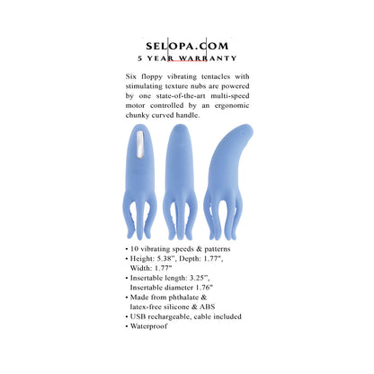 SELOPA - TENTACLE TICKLER RECHARGEABLE SILICONE FLEXIBLE BEAD VIBRATOR BLUE