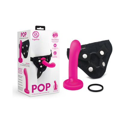 TOGETHER POP 5 IN. SILICONE DILDO AND HARNESS SET PINK