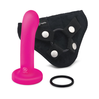 TOGETHER TOY - TOGETHER POP 5.5 IN. SILICONE DILDO AND HARNESS SET PINK