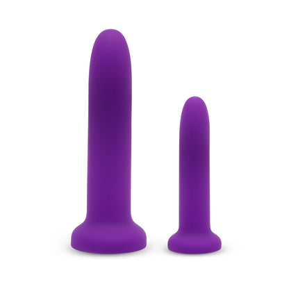 TOGETHER DUO SILICONE 2-PIECE 5.5 IN. & 8 IN. DILDO AND HARNESS SET PURPLE