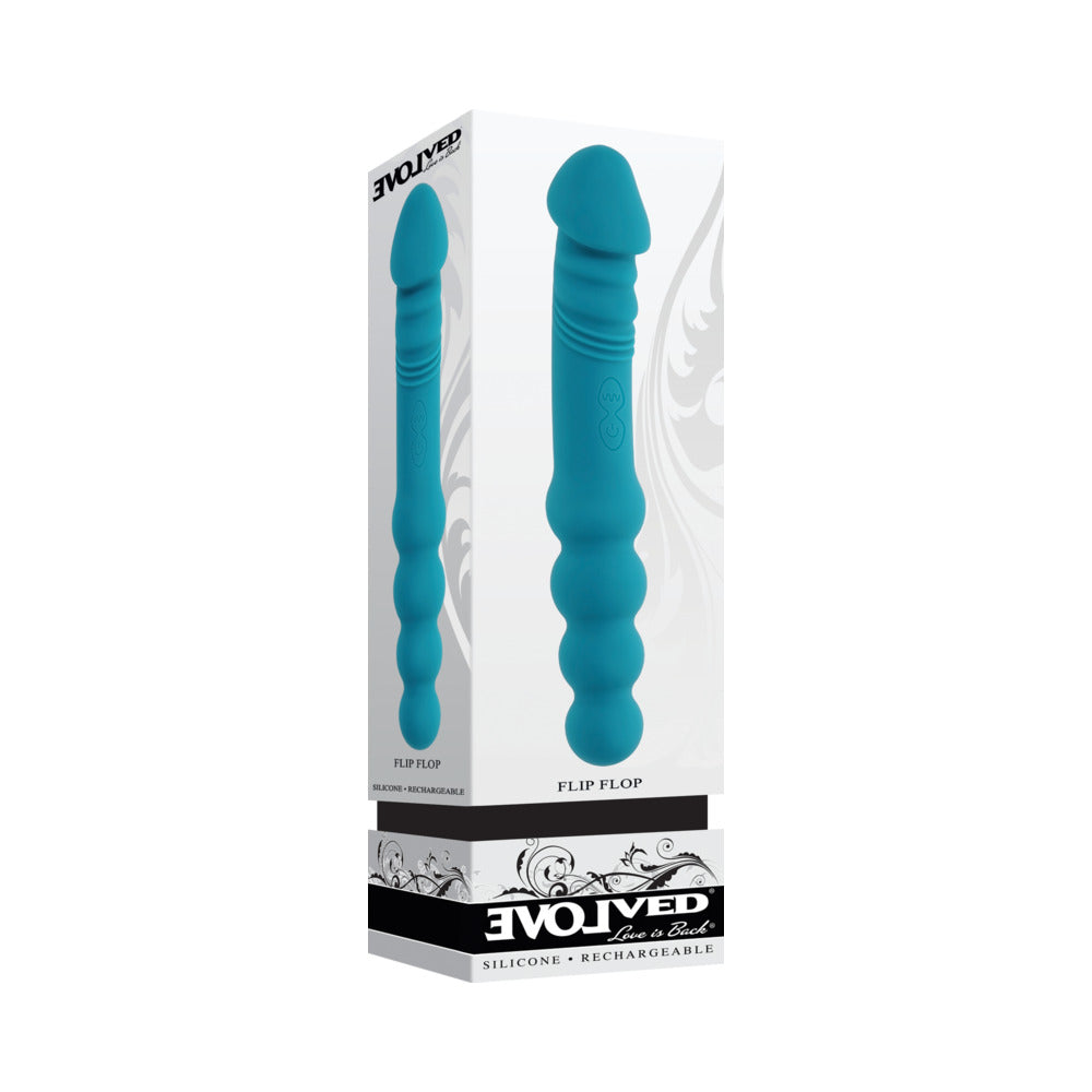 EVOLVED FLIP FLOP RECHARGEABLE SILICONE DUAL-ENDED VIBRATOR TEAL