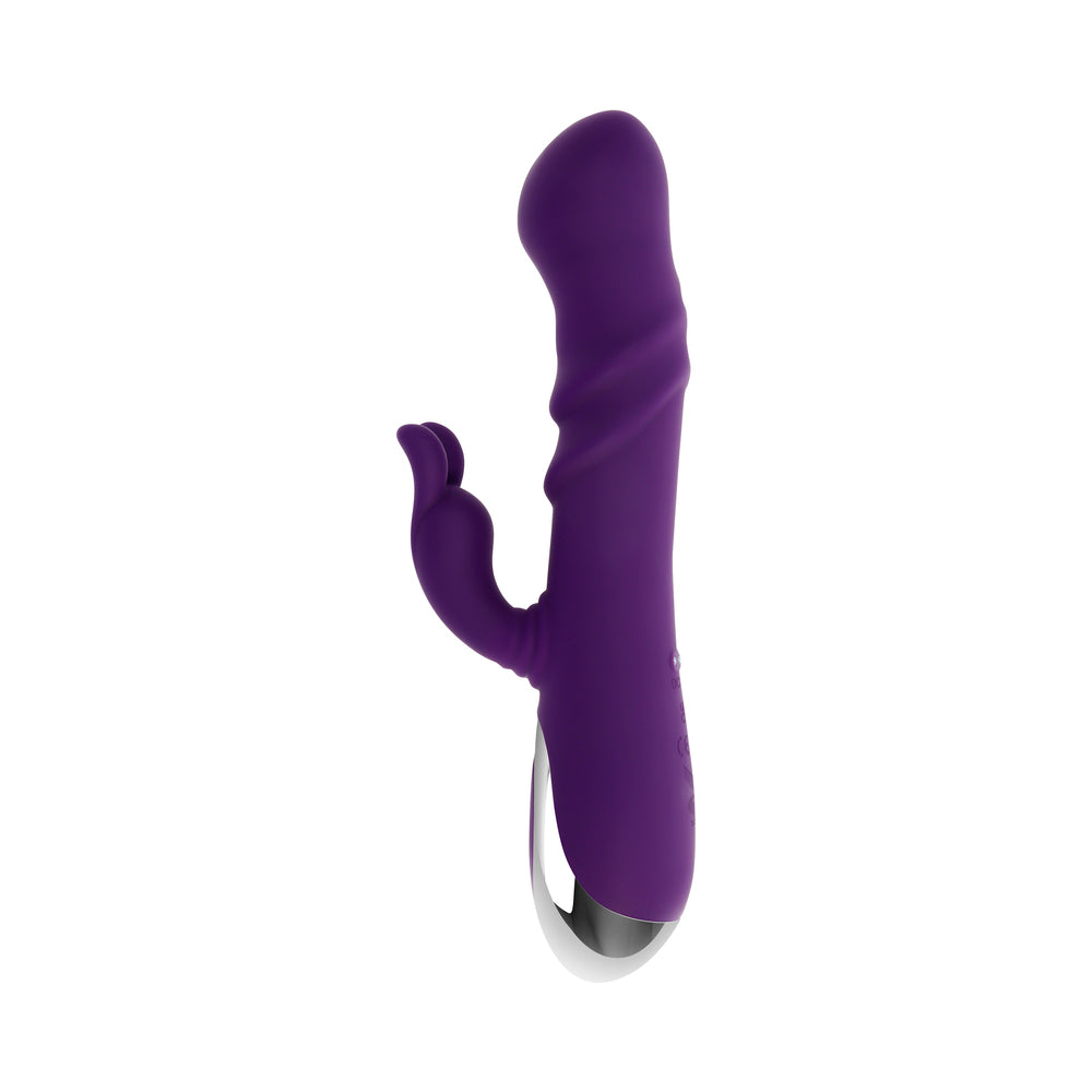 PLAYBOY BUNNY PUNCH RECHARGEABLE SILICONE RABBIT VIBRATOR PURPLE