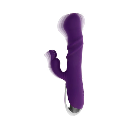 PLAYBOY BUNNY PUNCH RECHARGEABLE SILICONE RABBIT VIBRATOR PURPLE