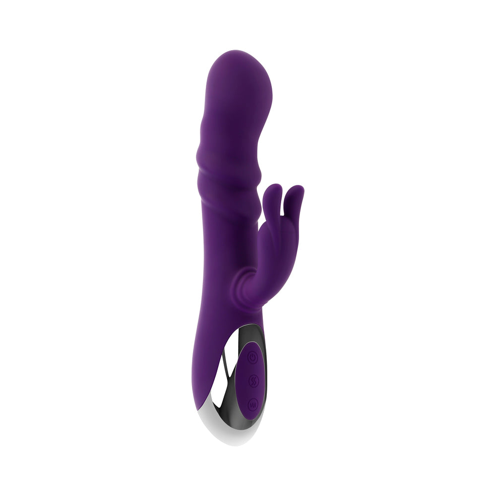 PLAYBOY BUNNY PUNCH RECHARGEABLE SILICONE RABBIT VIBRATOR PURPLE