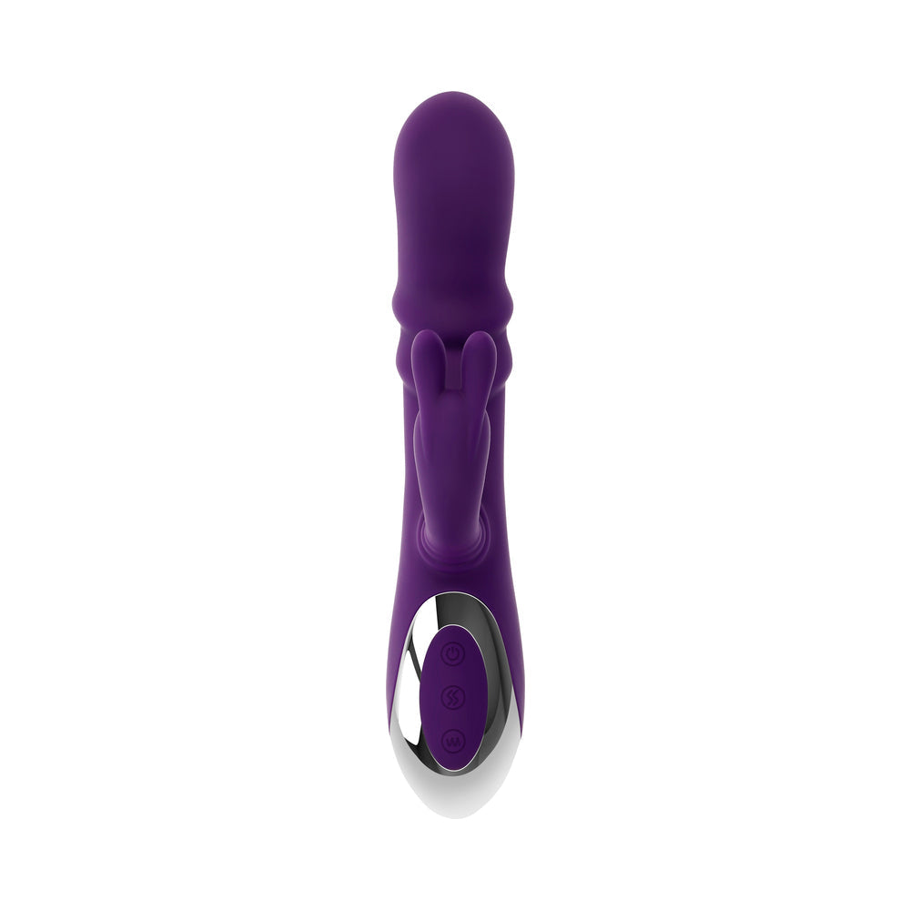 PLAYBOY BUNNY PUNCH RECHARGEABLE SILICONE RABBIT VIBRATOR PURPLE