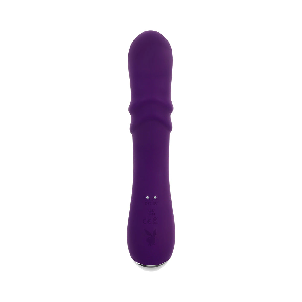 PLAYBOY BUNNY PUNCH RECHARGEABLE SILICONE RABBIT VIBRATOR PURPLE
