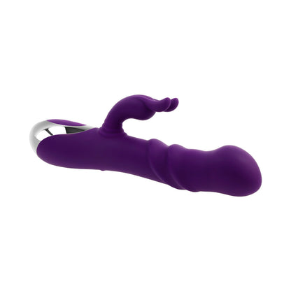 PLAYBOY BUNNY PUNCH RECHARGEABLE SILICONE RABBIT VIBRATOR PURPLE