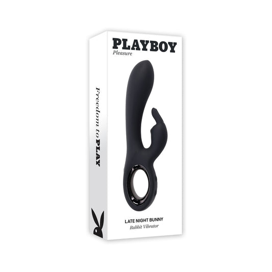PLAYBOY - LATE NIGHT BUNNY RECHAGEABLE DUAL STIMULATOR SILICONE BLACK