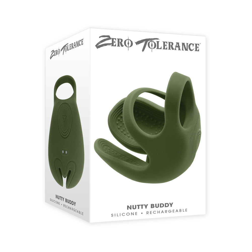 ZERO TOLERANCE NUTTY BUDDY RECHARGEABLE COCK RING STIMULATOR SILICONE GREEN
