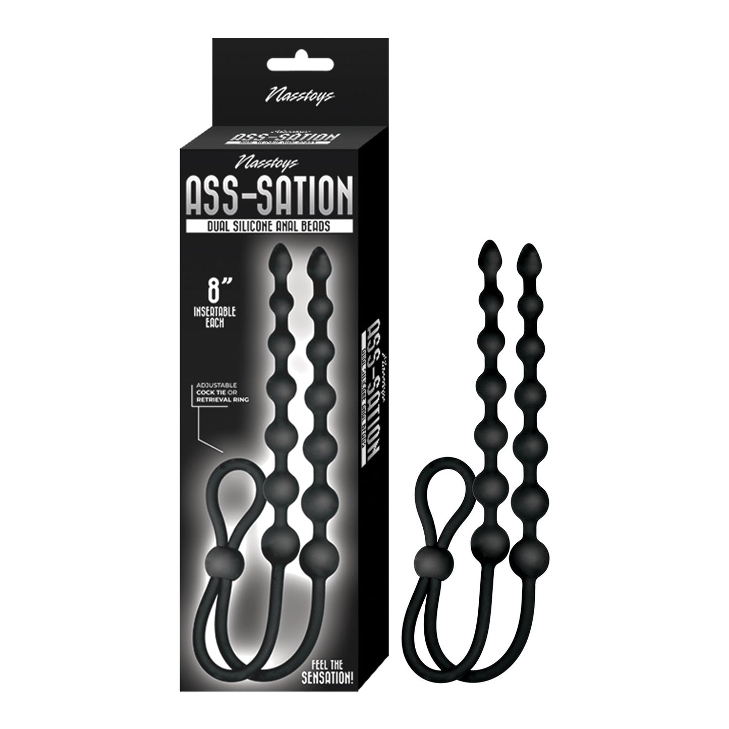 NASSTOYS - ASS-SATION DUAL SILICONE ANAL BEADS BLACK
